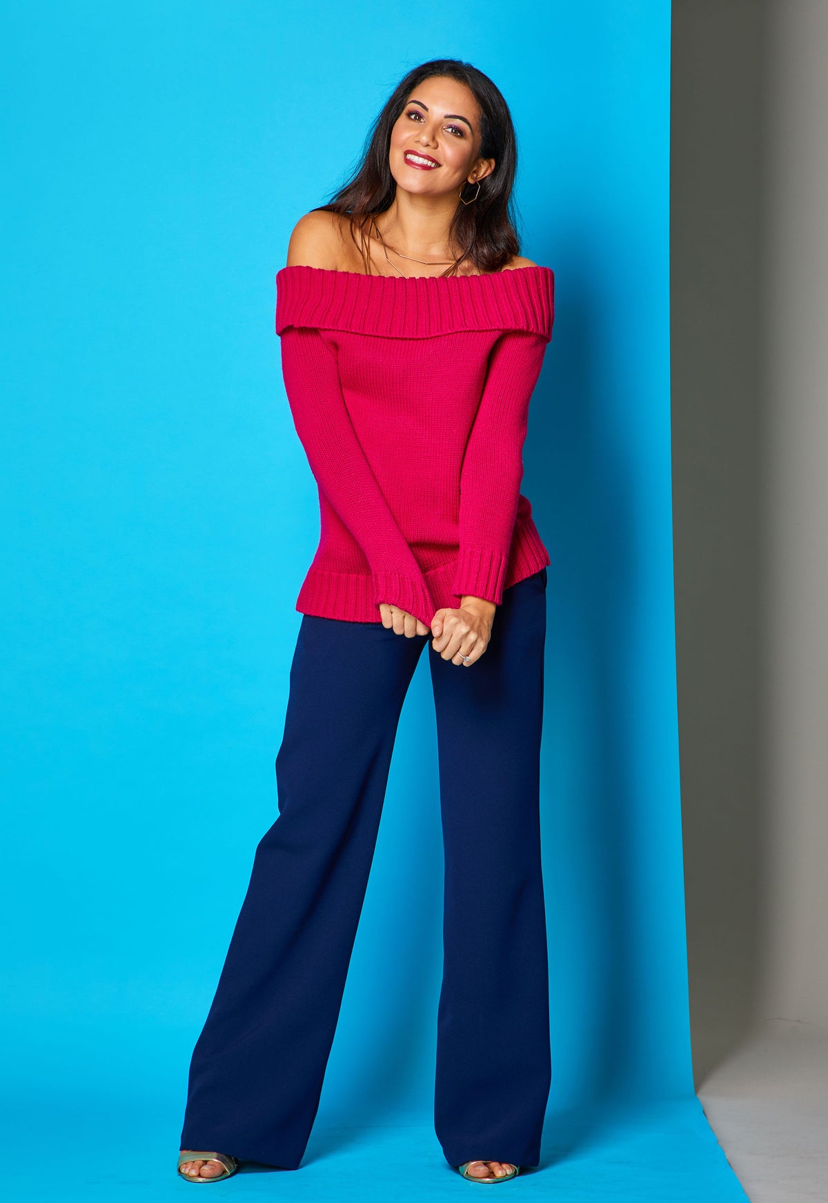 Alta Merino Wool Blend Jumper Bright Pink, Sample, Size Small/Medium