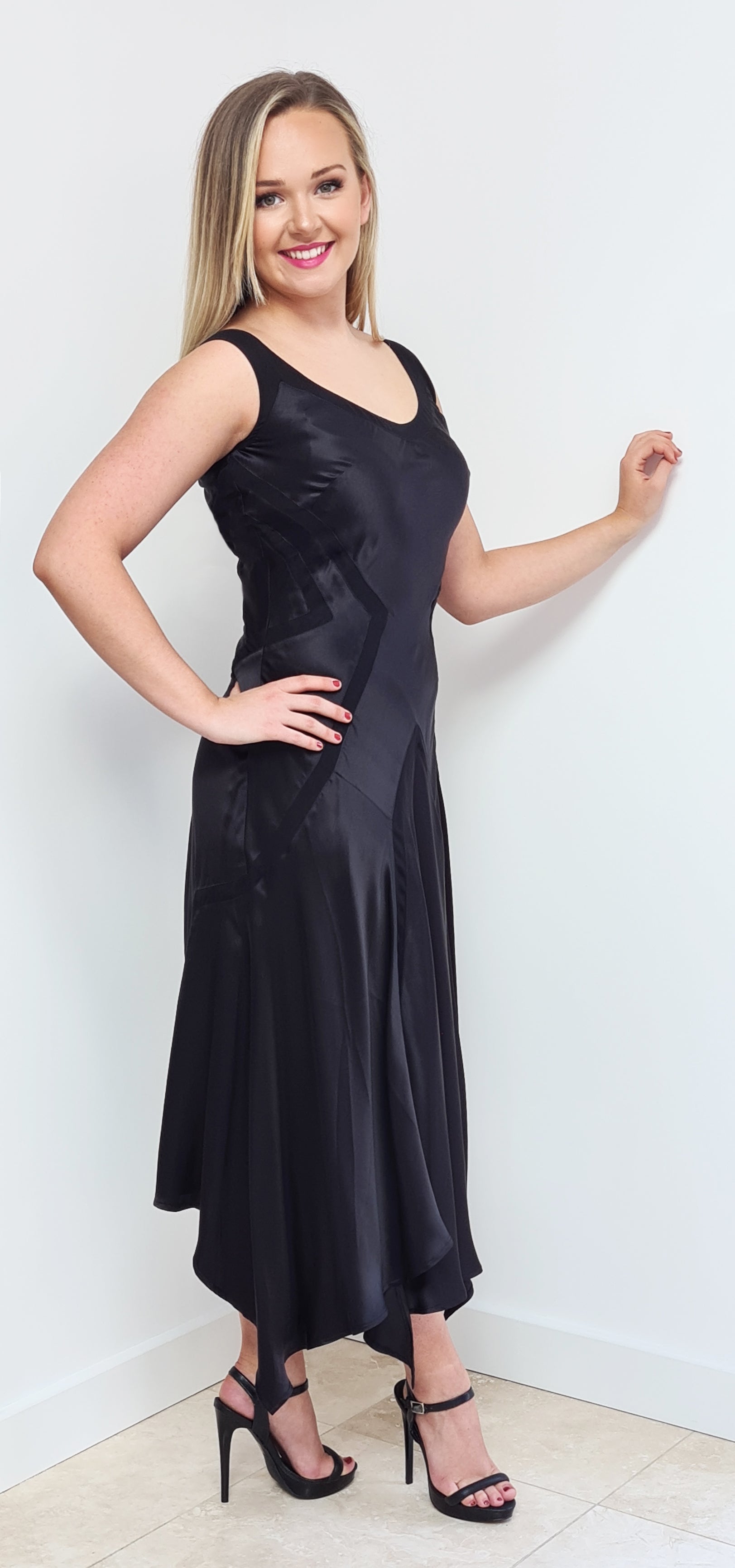 Amelia Dress in Black Silk MELLARIS Amelia Dress in Black Silk MELLARIS