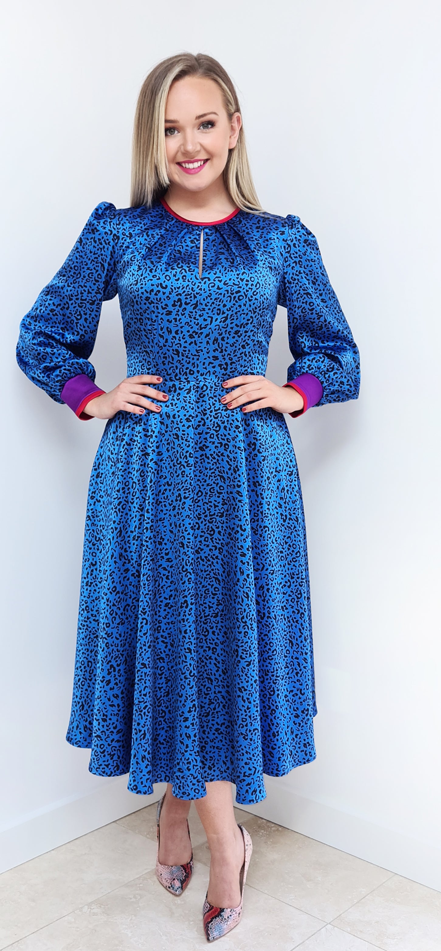 Royal blue hot sale leopard print dress