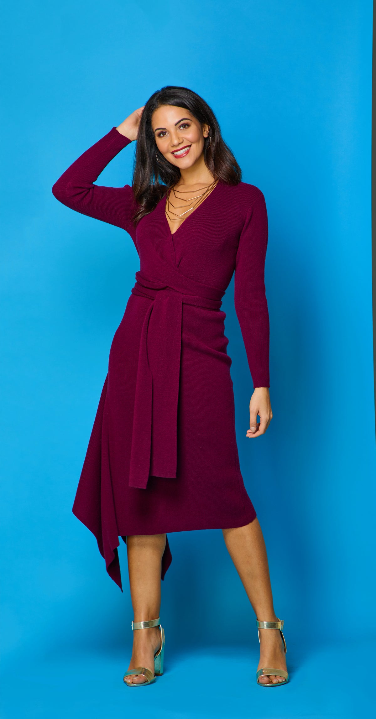 Eline Cashmere Blend Knitted Dress DRK289 Plum