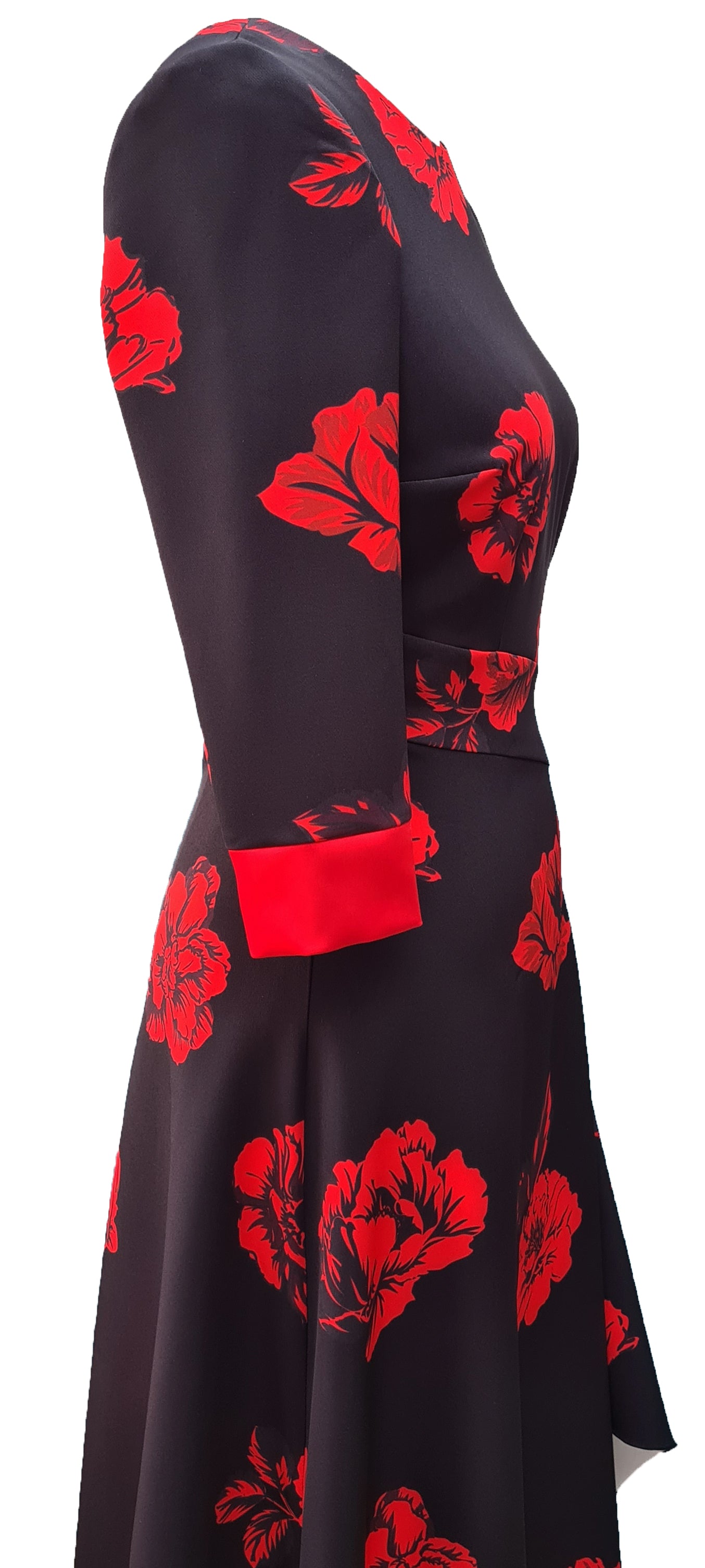 Erna Dress DRC269 Black And Red Rose Print MELLARIS Erna Dress DRC269 Black And Red Rose Print MELLARIS