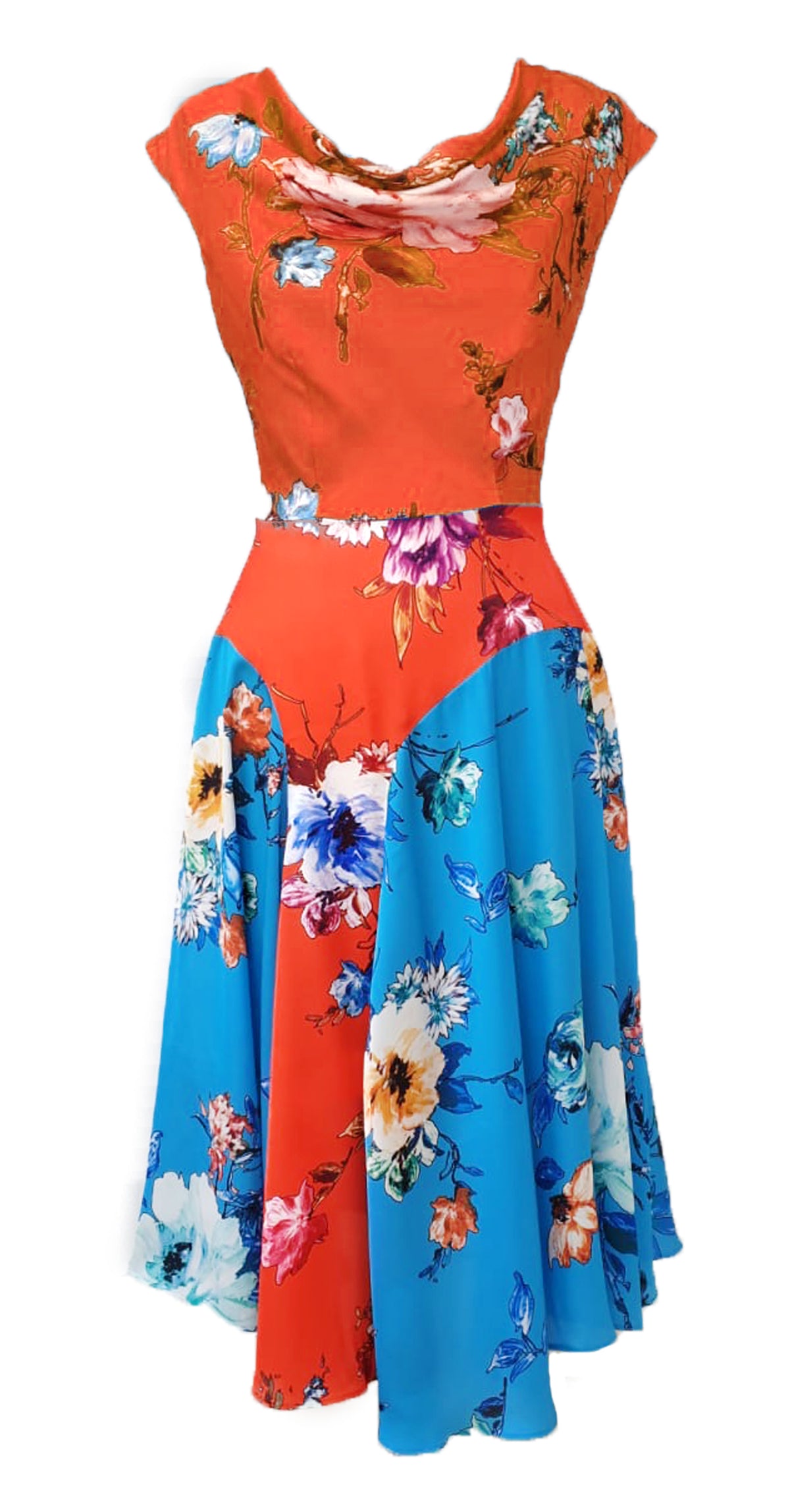 Kelly Dress DRC306 Orange Vibrant Floral Print