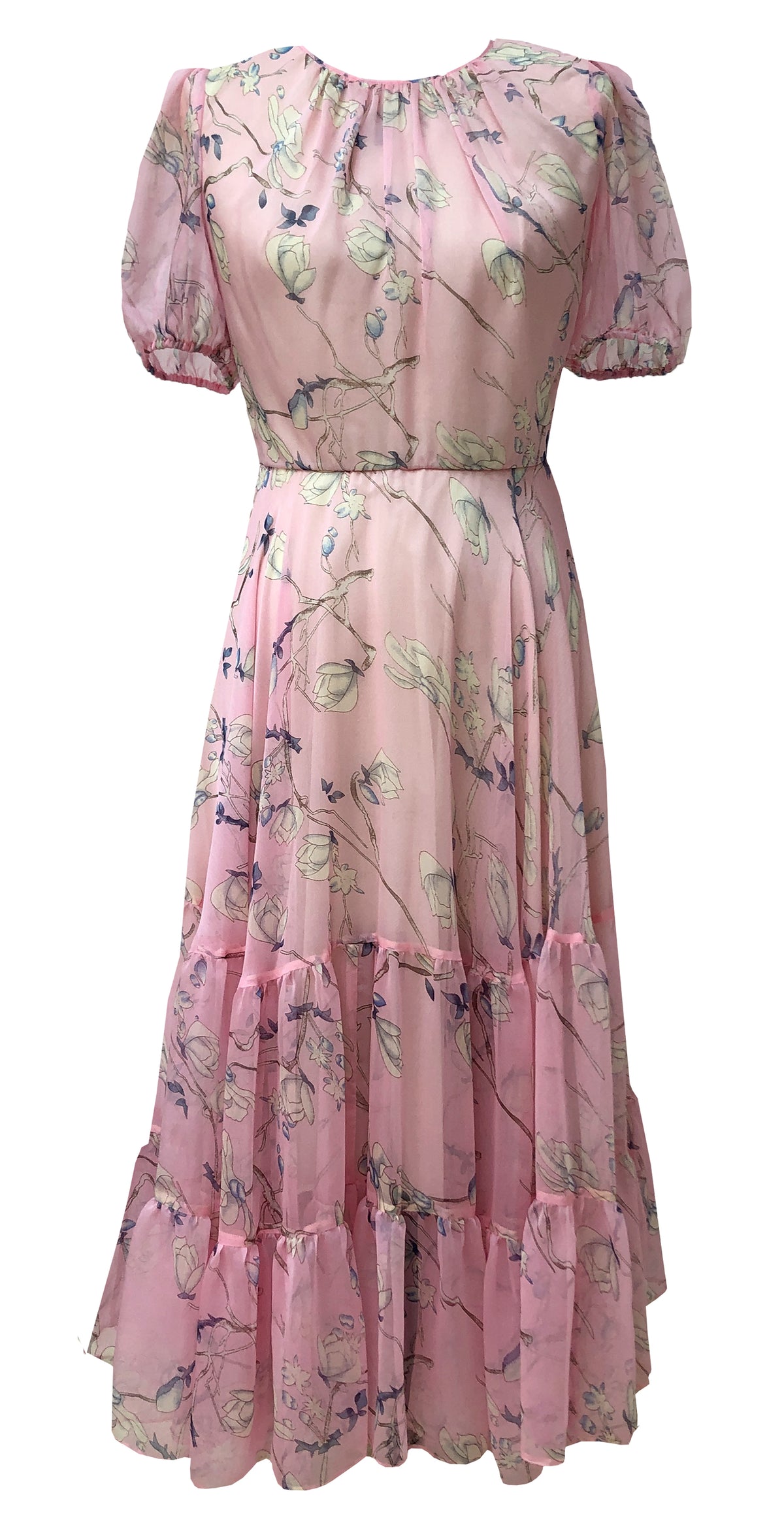 Kendra Dress DRC359 Pink Oriental Print Chiffon