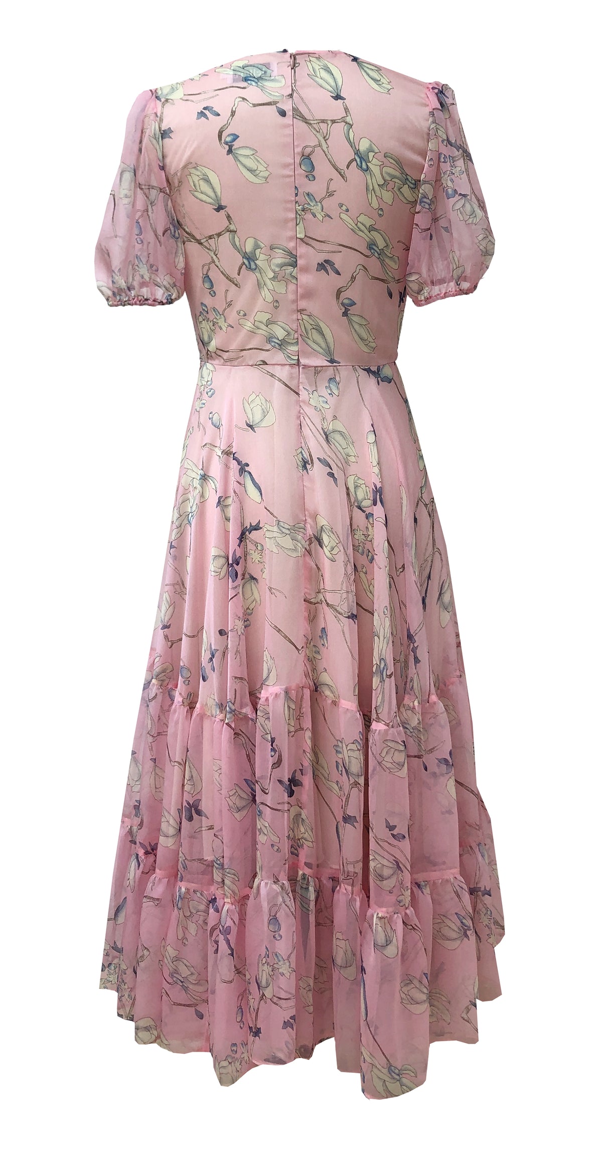 Kendra Dress DRC359 Pink Oriental Print Chiffon