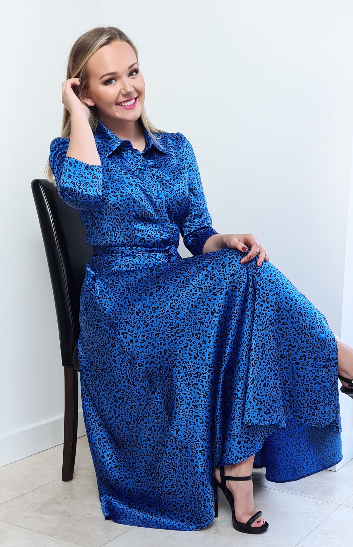 Marsden Print Marsden Dress DRC374 Cobalt Blue Leopard Print – MELLARIS