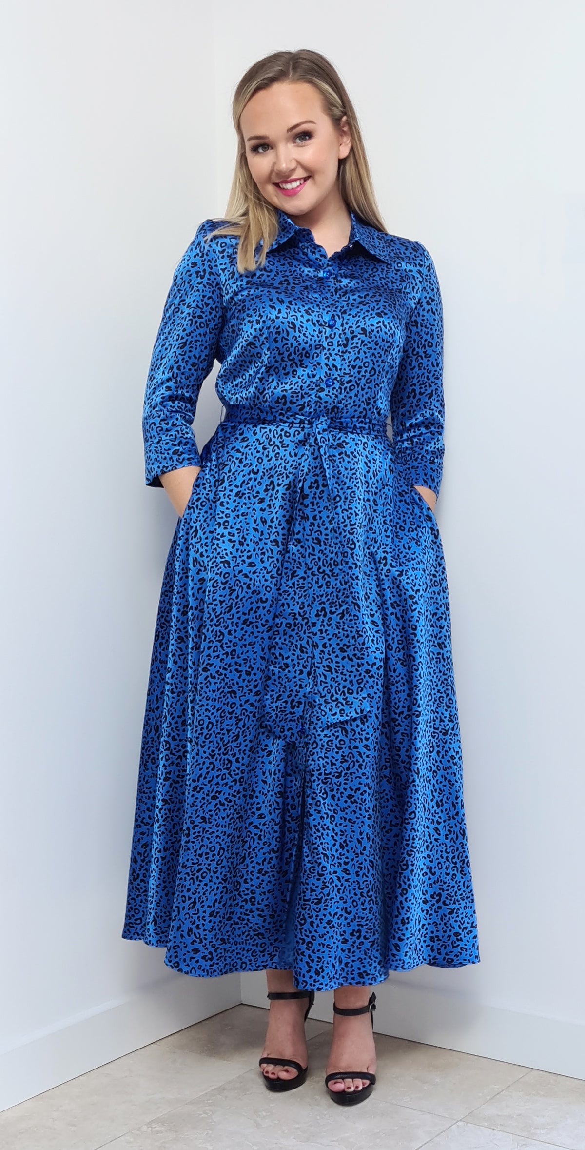 Marsden Dress DRC374 Cobalt Blue Leopard Print – MELLARIS