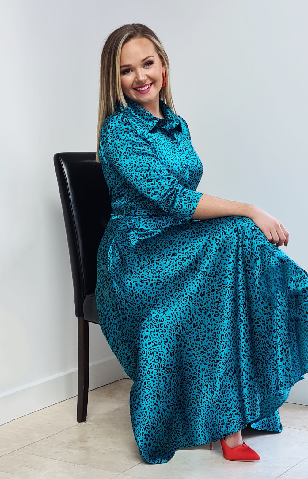 Marsden Dress DRC374 Turquoise Leopard Print MELLARIS Marsden Dress DRC374 Turquoise Leopard Print MELLARIS