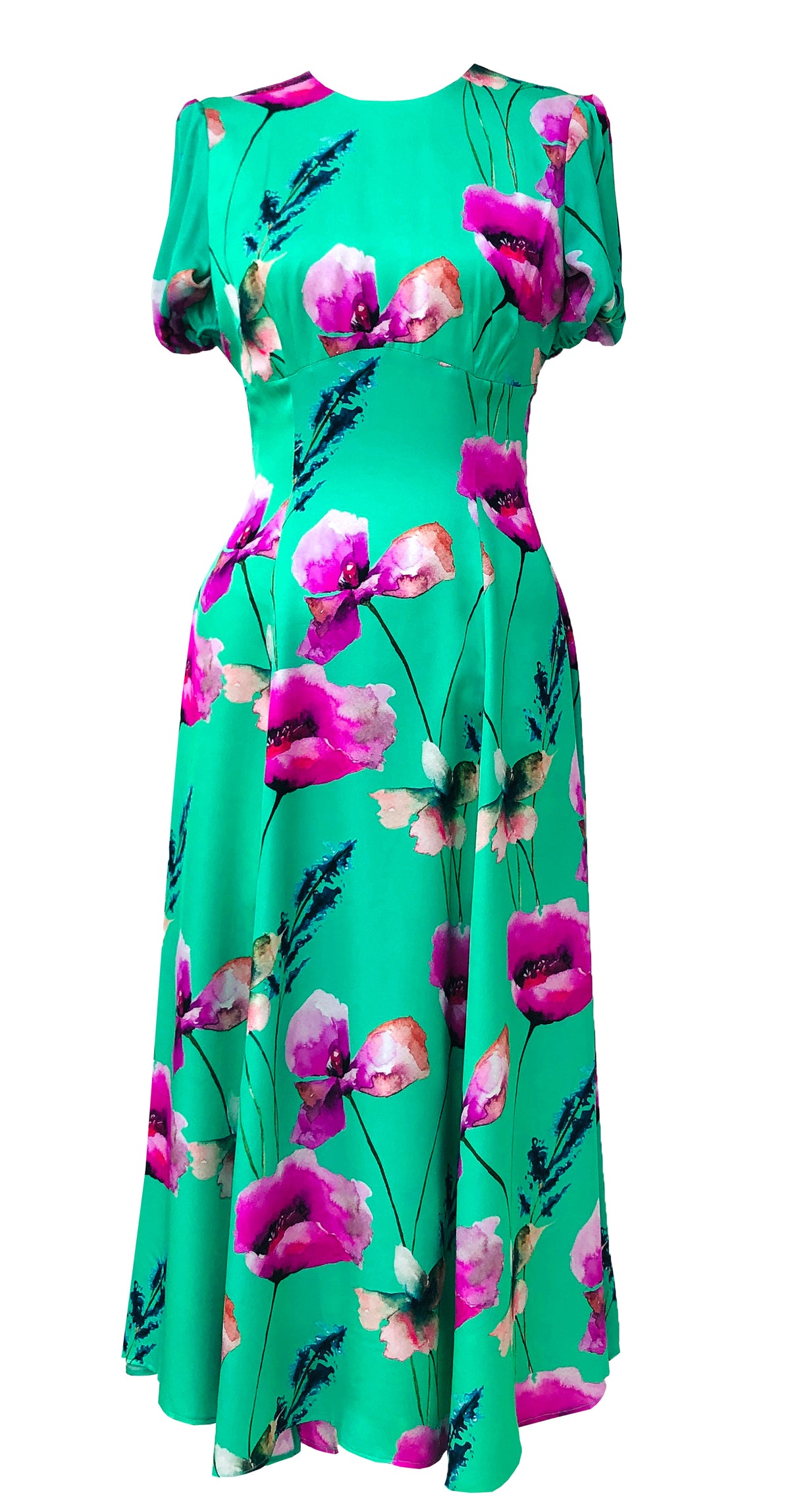 Slow Dance Dress DRC332 Green Poppy Print MELLARIS Slow Dance Dress DRC332 Green Poppy Print MELLARIS