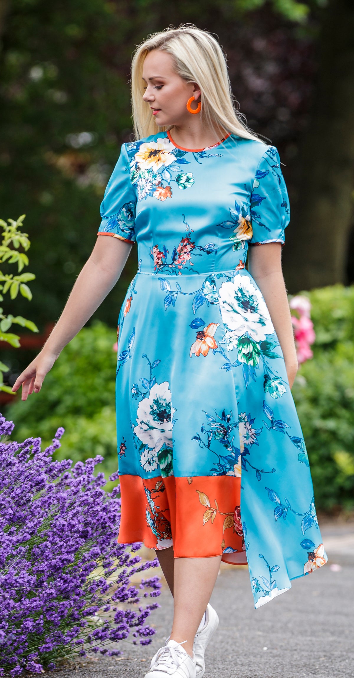 Vivien Dress DRC302 Turqoise Vibrant Floral Print