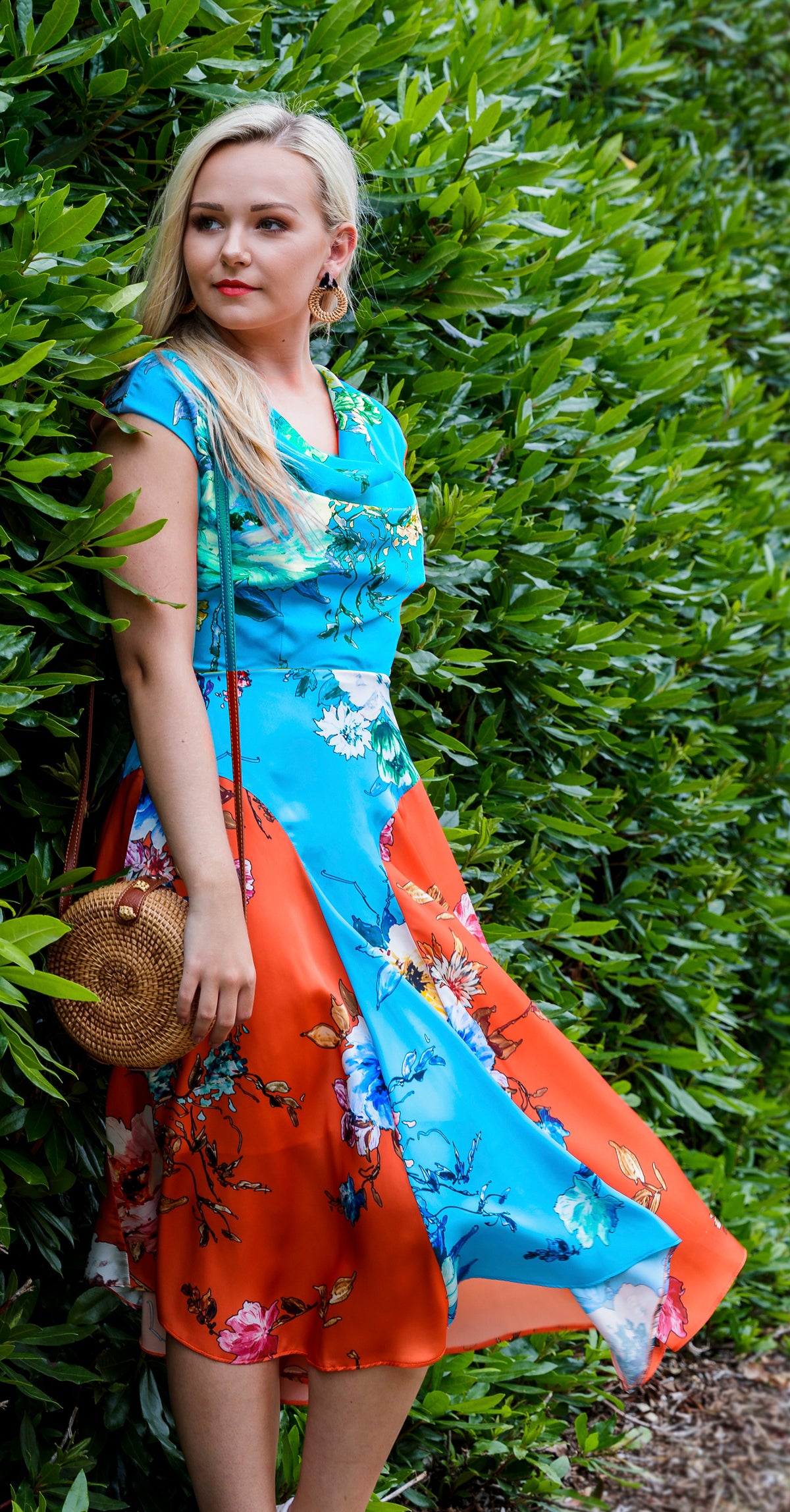 Kelly Dress DRC306 Turquoise Vibrant Floral Print