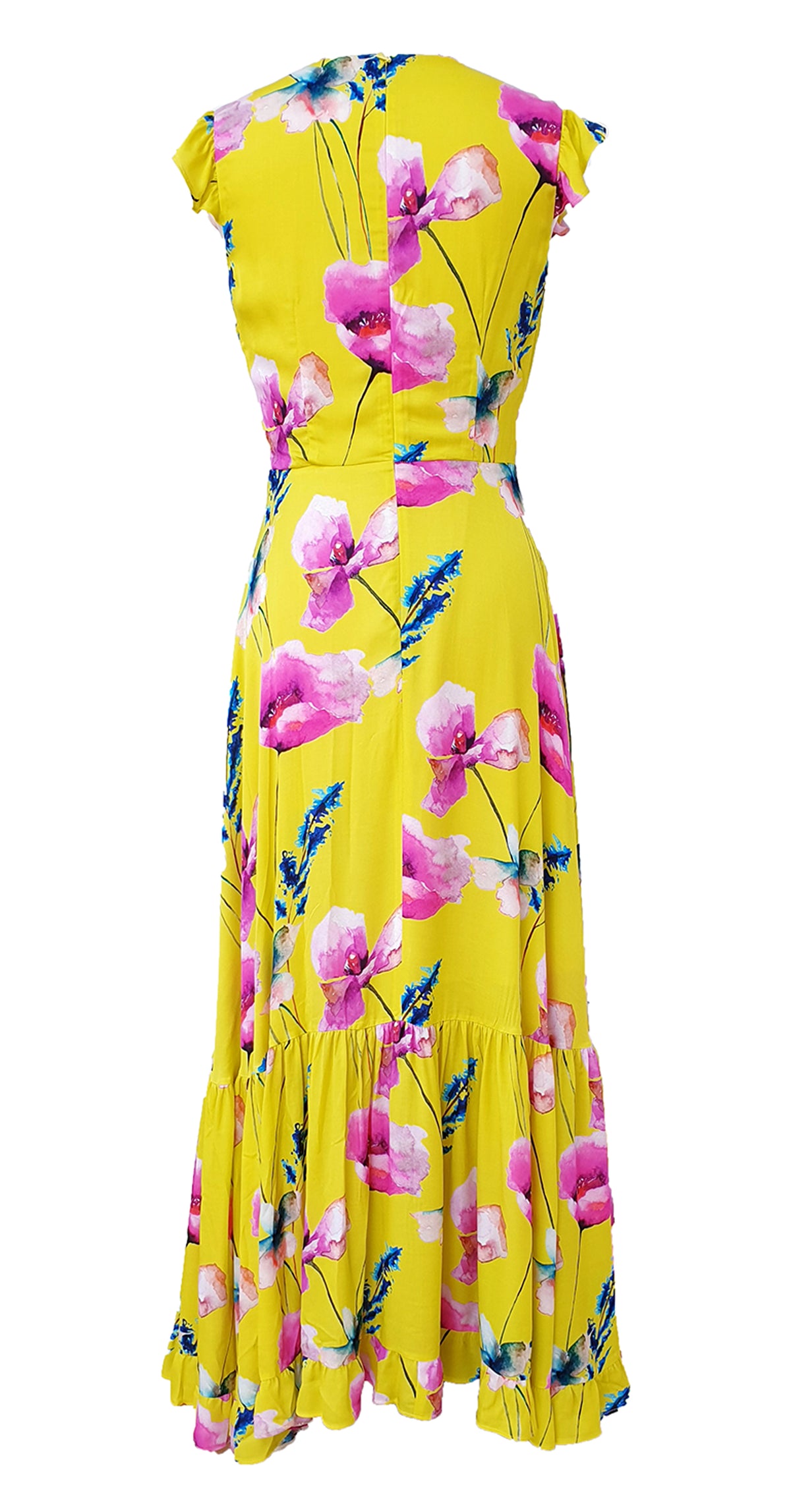 Serena Dress DRC363 Yellow Poppy Print